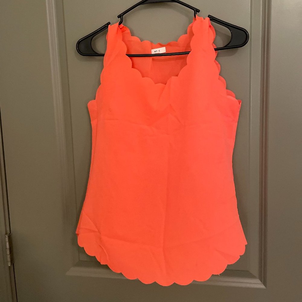 Mine Bright Pink Scalloped Top S